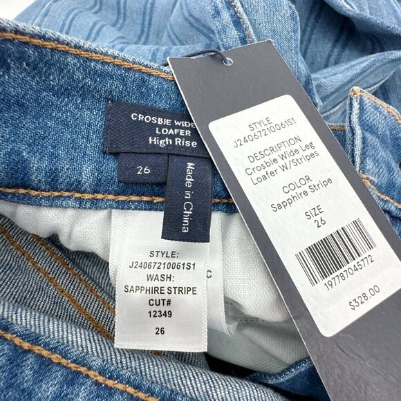 VERONICA BEARD Crosbie Striped Loafer Length Wide Leg Jean 26 - Picture 8 of 11